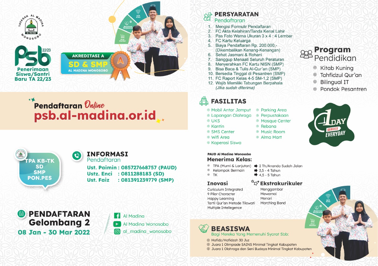 Pendaftaran Gelombang 2 PSB Al - Madina Wonosobo